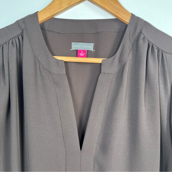 Vicente Camuto Sizes, S, M Chocolate Torte Ruched Flounce Dress - Picture 8 of 13